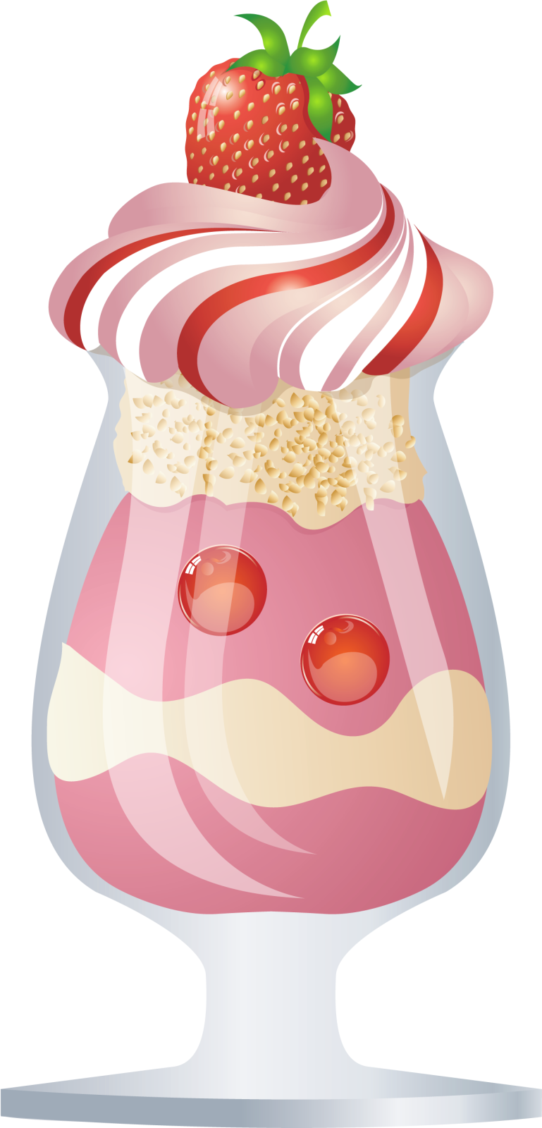 a dessert in a glass with strawberries on top