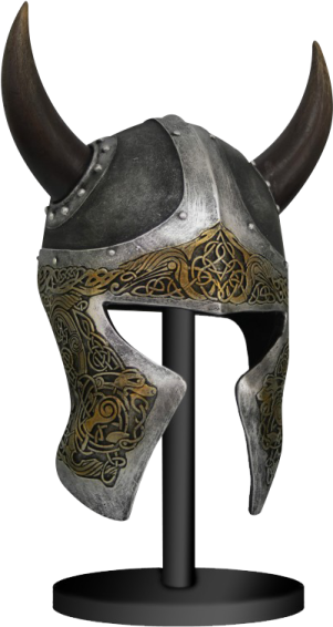 a viking helmet on a stand