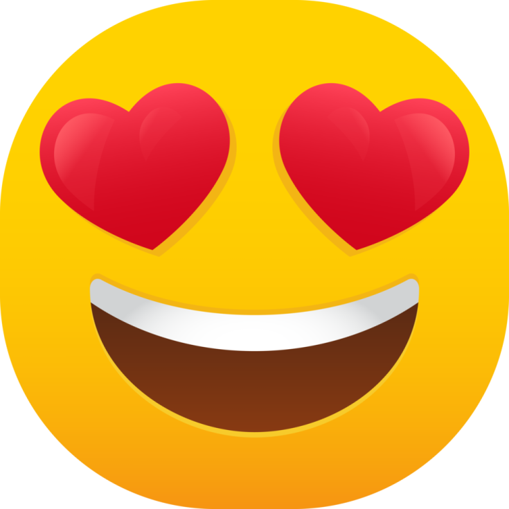 a smiley face with hearts in the eyes