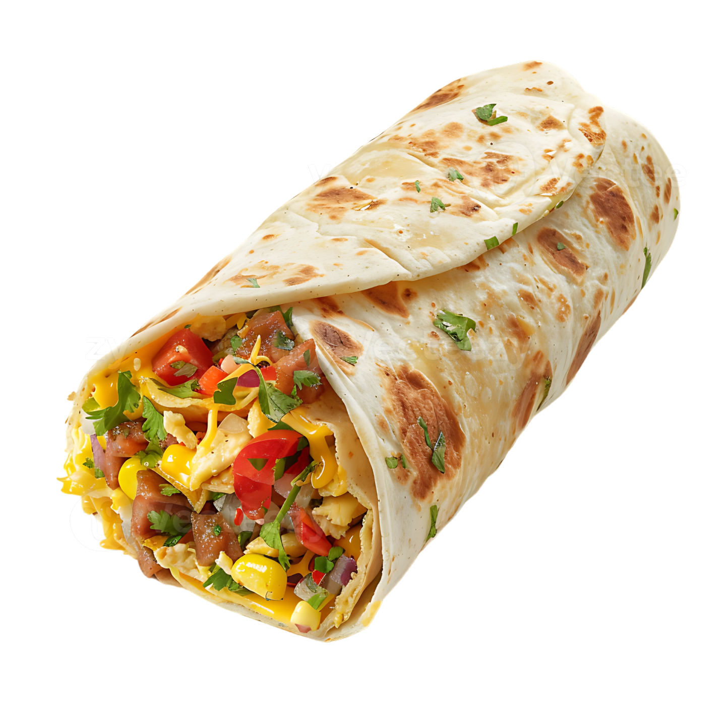 a burritoa on a white background