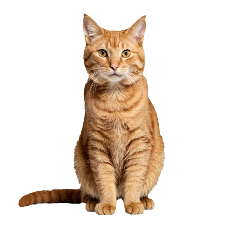 an orange cat sitting on a white background
