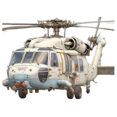 a military helicopter on a white background