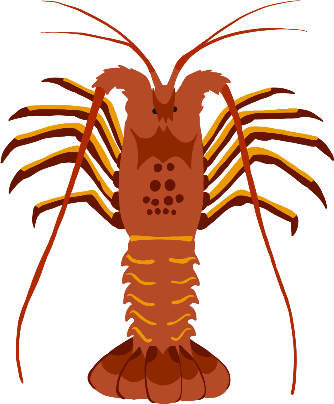 a cartoon lobster with claws on its back