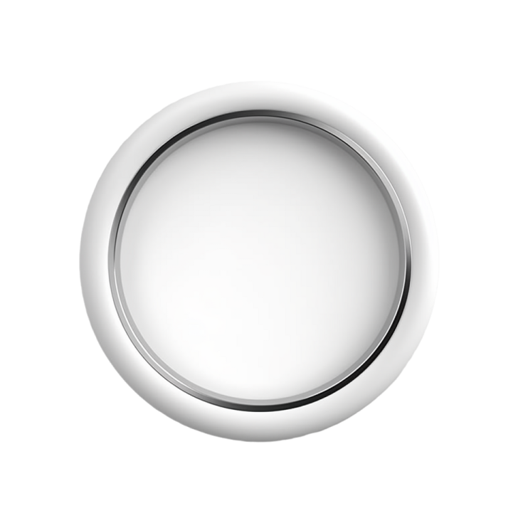 a white plate with a silver rim on it