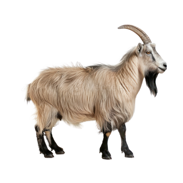 a goat standing in front of a white background