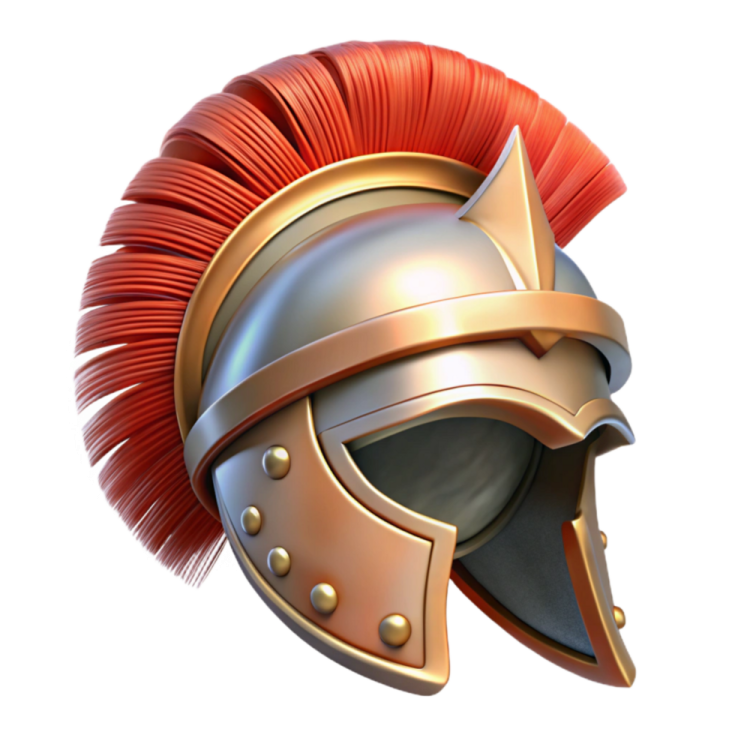 a spartan helmet with red hair
