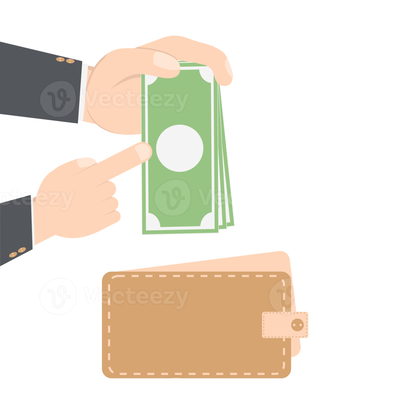 a person putting money into a wallet