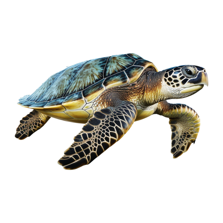 a green sea turtle swimming in the ocean