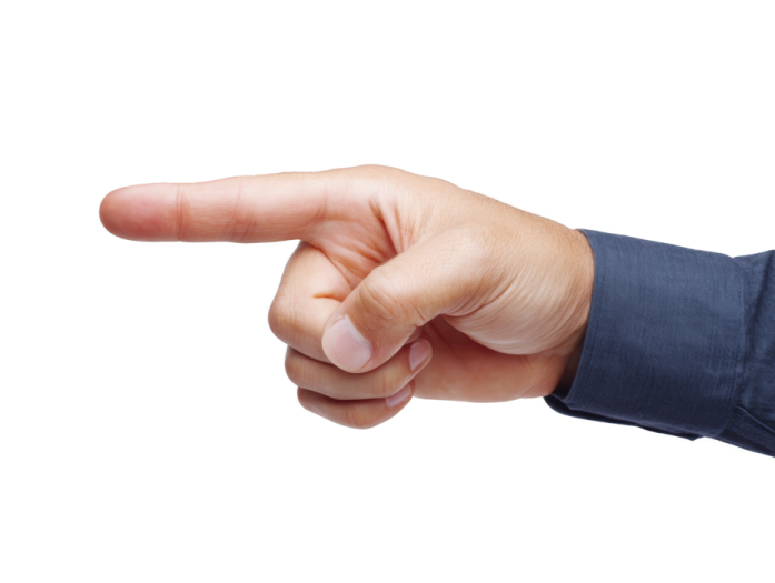 a person pointing their finger at the camera