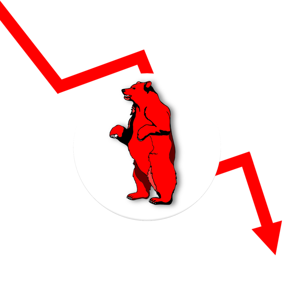 a bear is standing in front of a red arrow
