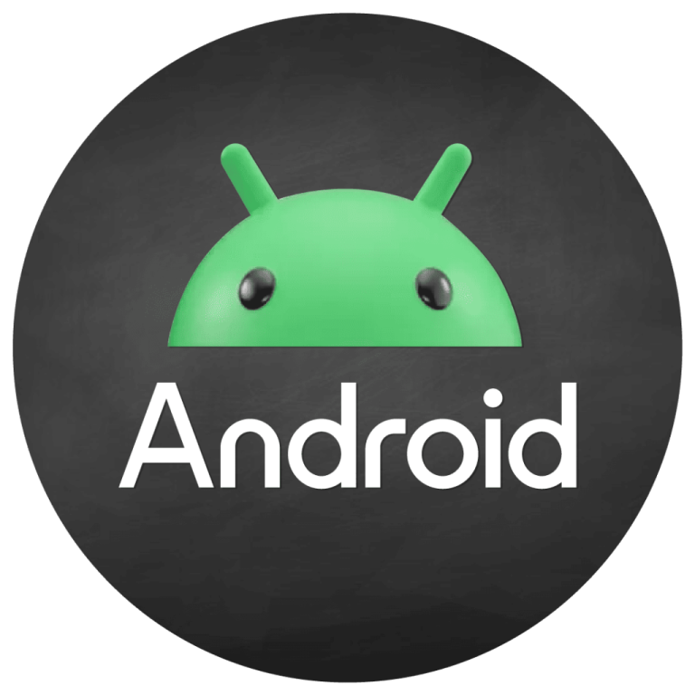 the android logo on a black background