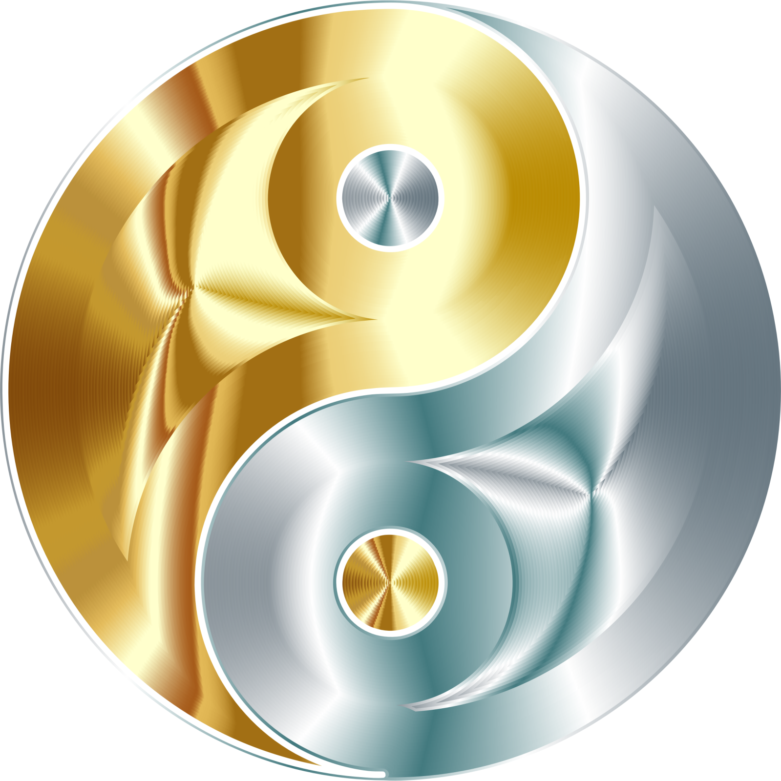 a gold and silver yin symbol