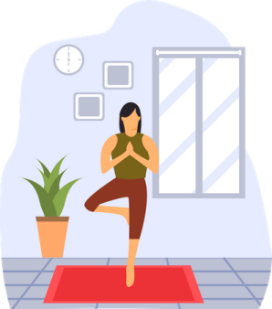 a woman doing yoga in front of a window