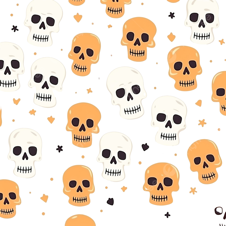 a bunch of skulls on a white background