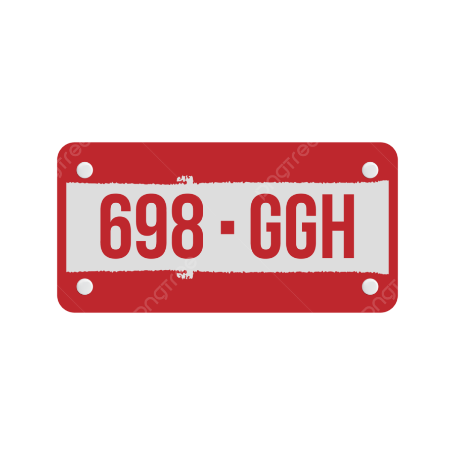 a red and white license plate with the word hoo