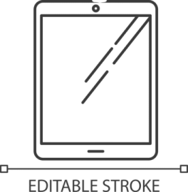 a tablet with an arrow pointing towards the screen
