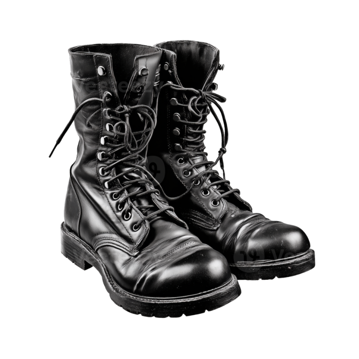 a pair of combat boots on a white background
