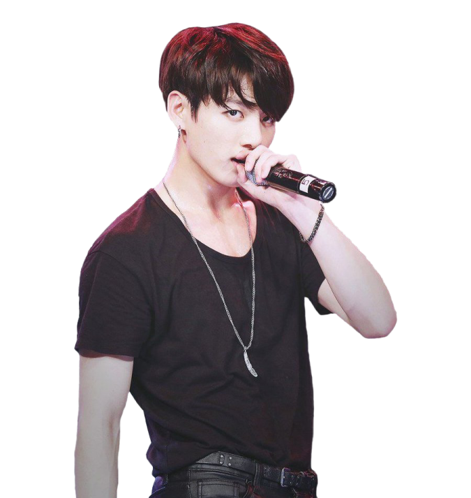 a male in a black shirt singing into a microphone