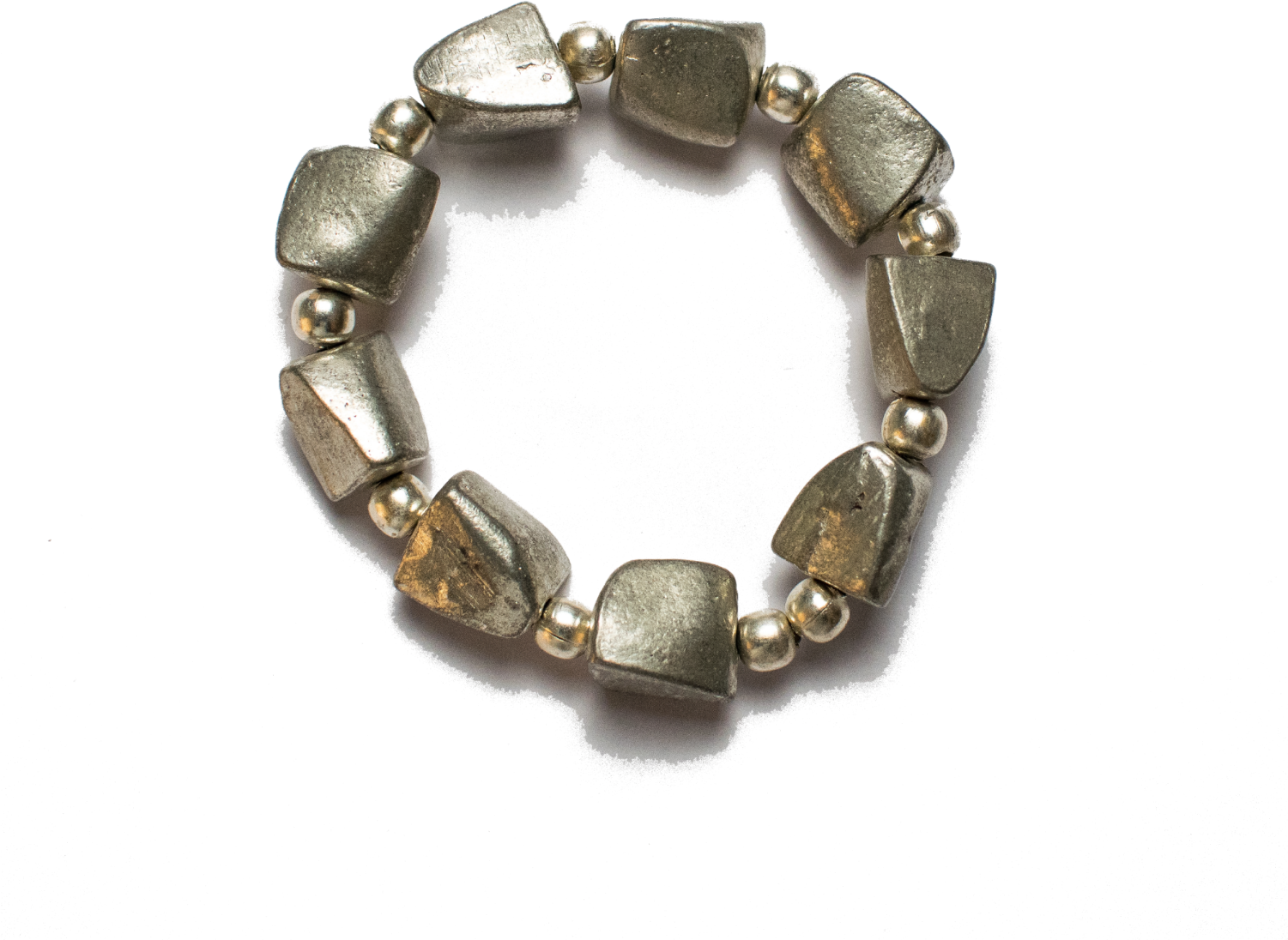 a bracelet made out of silver and gold