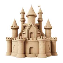 a sand castle on a white background