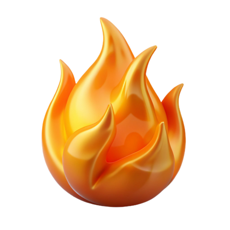an orange fire ball on a white background