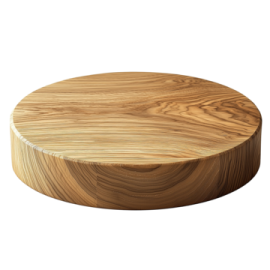 a round wooden cutting board on a white background