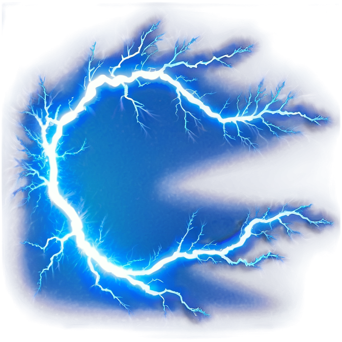 a blue lightning bolt on a white background