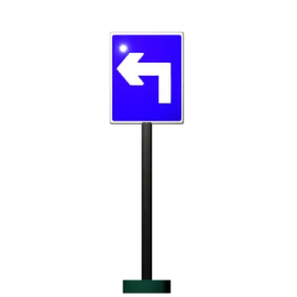 a blue sign with an arrow pointing to the right