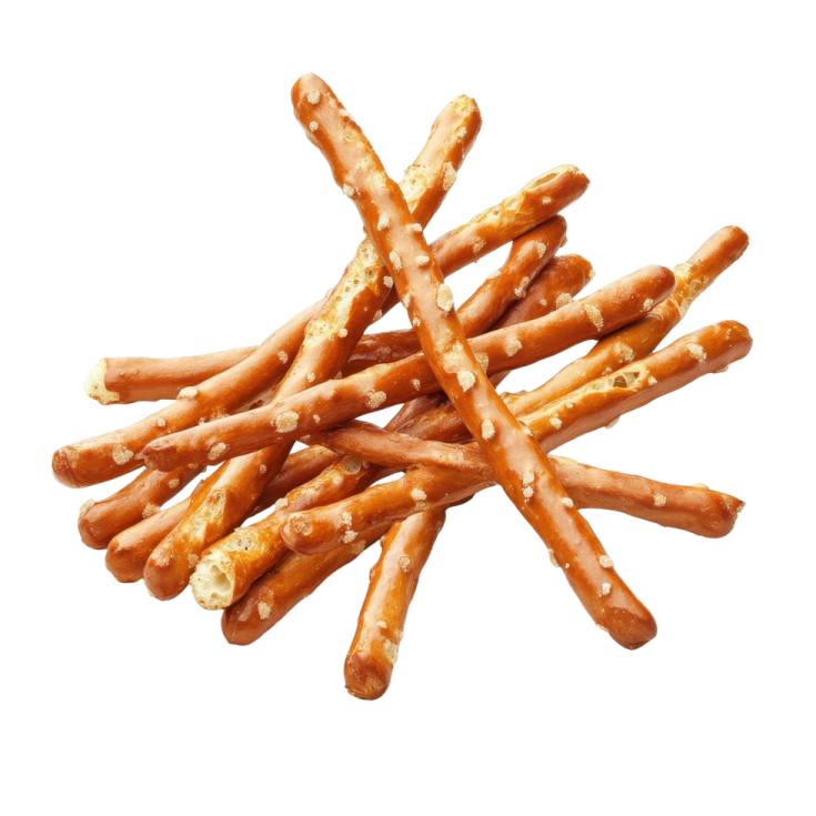 a pile of pretzes on a white background