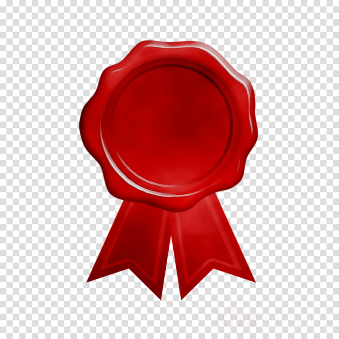 a red award seal with a white background