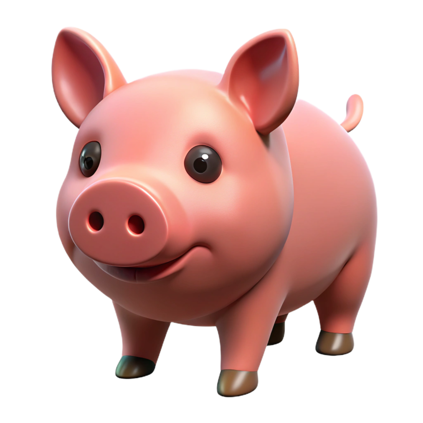 a pink pig standing on top of a white surface