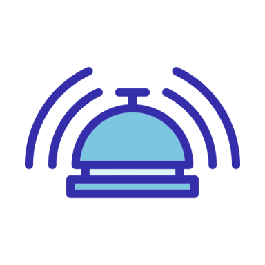 a blue and white icon of a dome