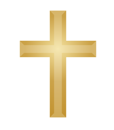 a gold cross on a white background