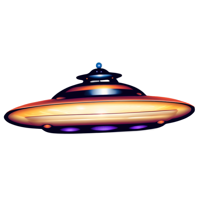 an alien spaceship flying over a white background