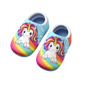 a pair of children's unicorn slippers