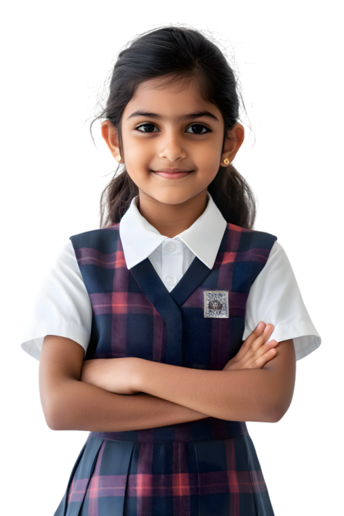 a young girl wearing a school uniform