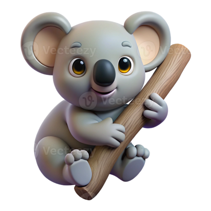 a cartoon koloa holding a wooden stick