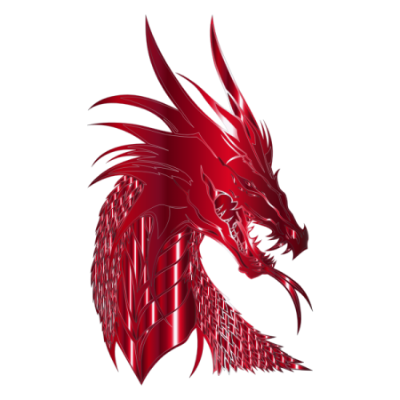 a red dragon head on a white background