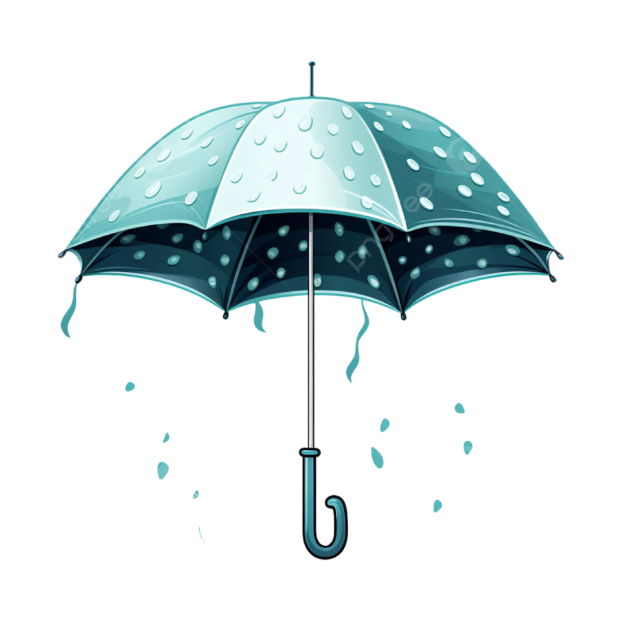 a black and white umbrella with rain drops