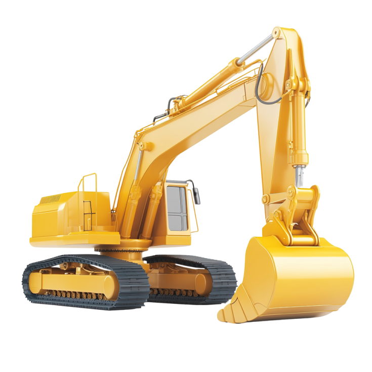 a yellow digger truck with a white background