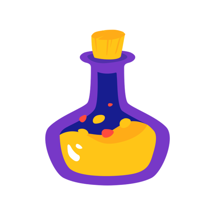 a purple bottle with a yellow cap on it