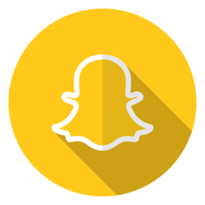a yellow circle with a white snap icon on it