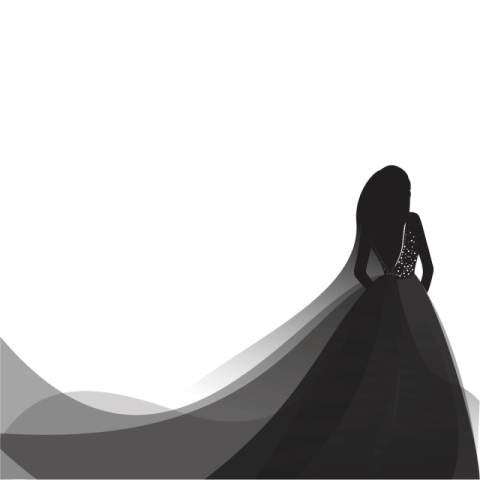 a black and white silhouette of a woman in a dress