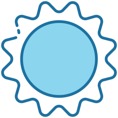 a blue sun on a white background