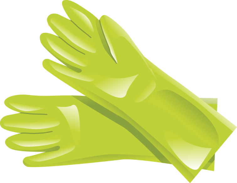 a pair of green gloves
