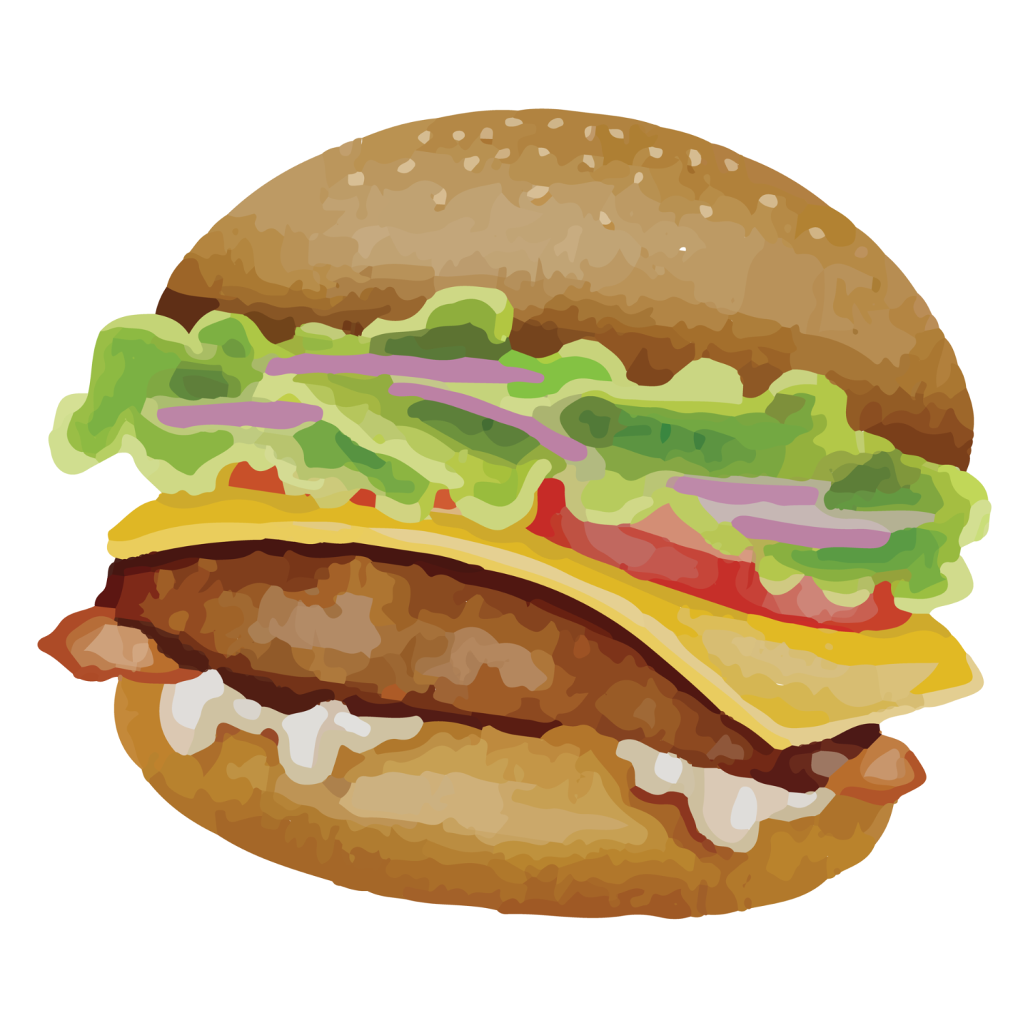 a hamburger with lete and cheese on it