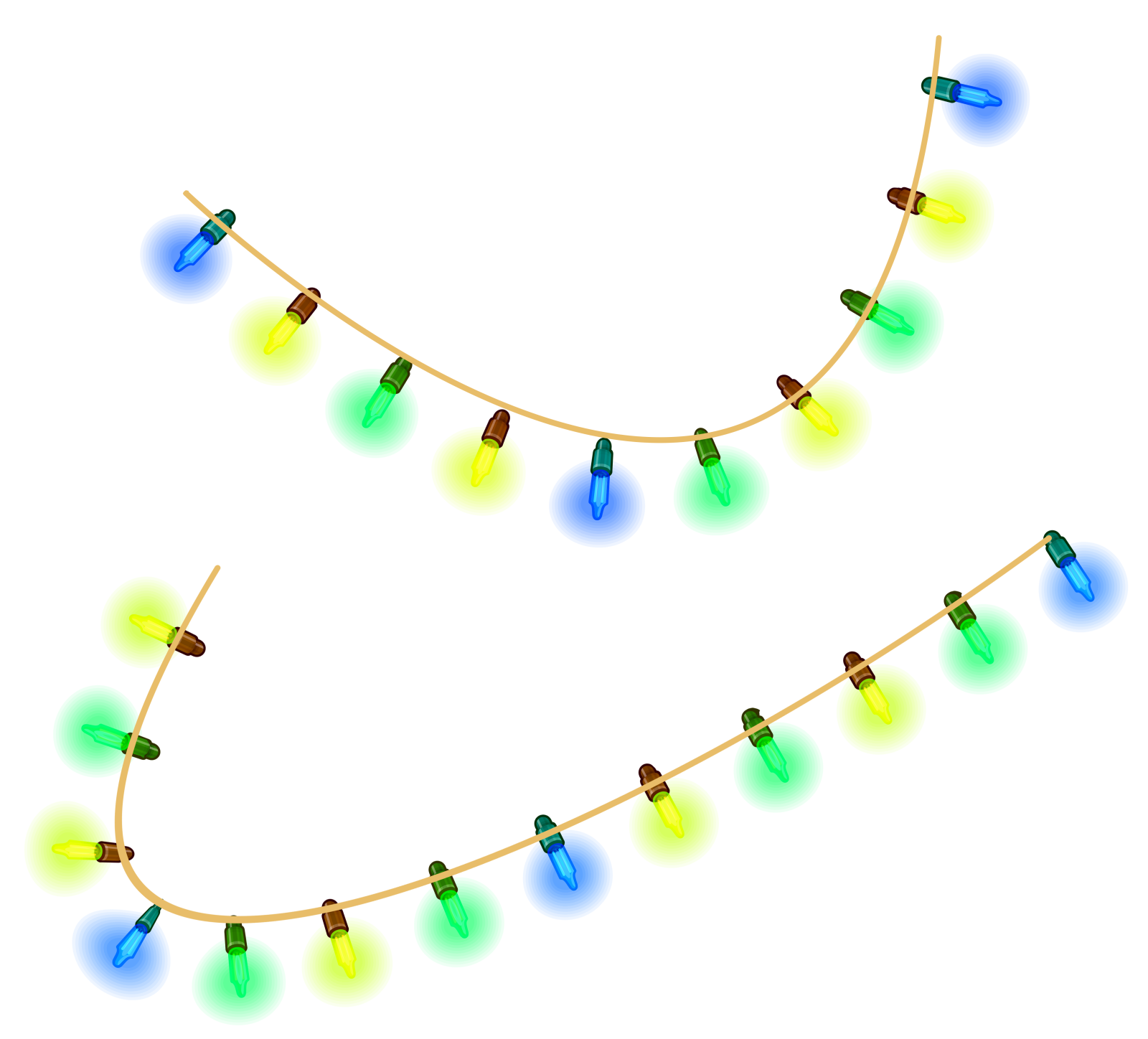 a string of christmas lights on a white background