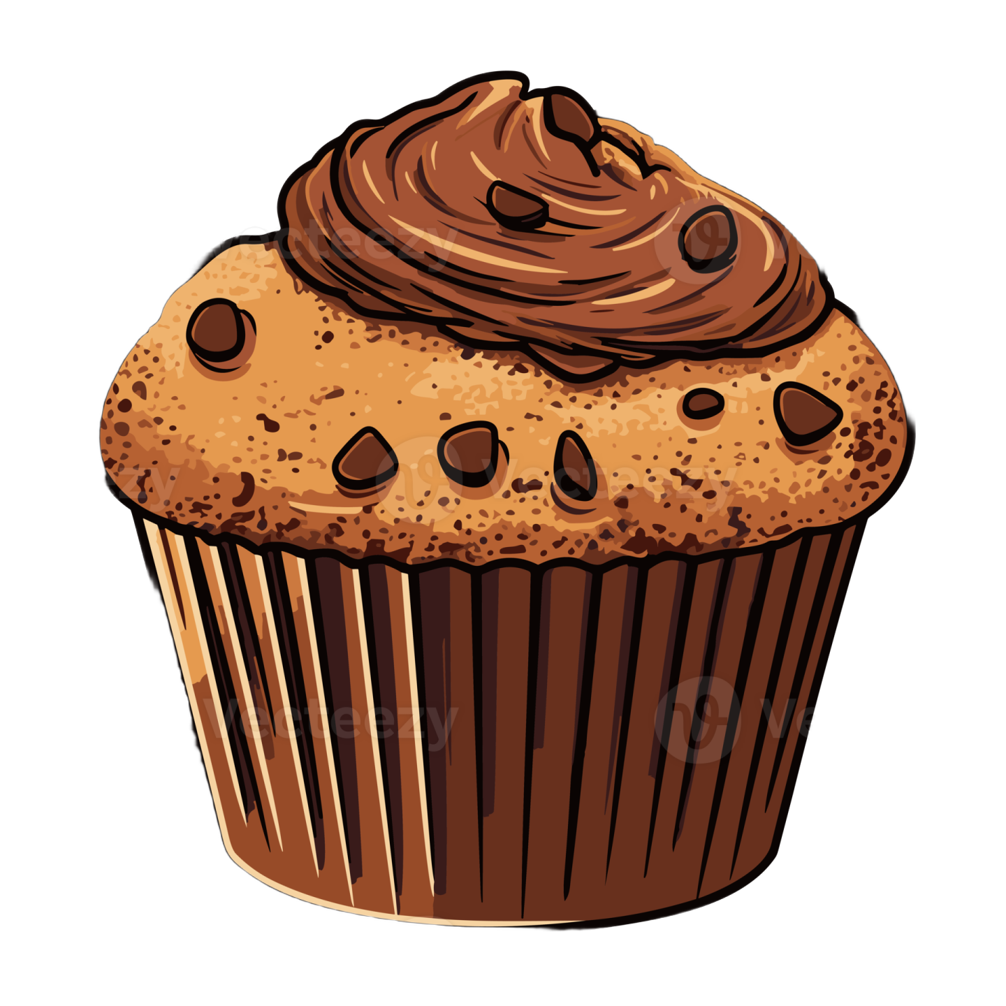 a cupcake with chocolate frosting on top