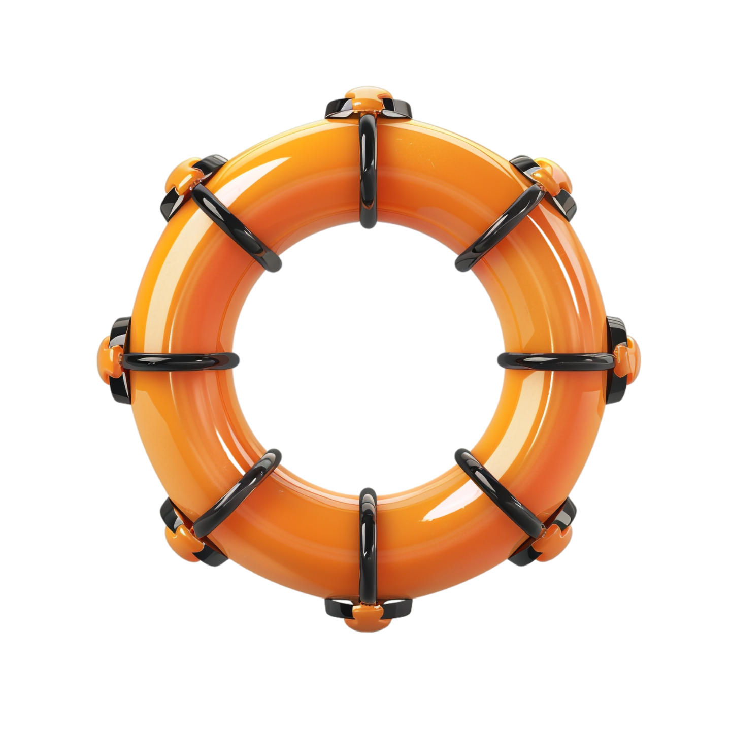 an orange life ring on a white background