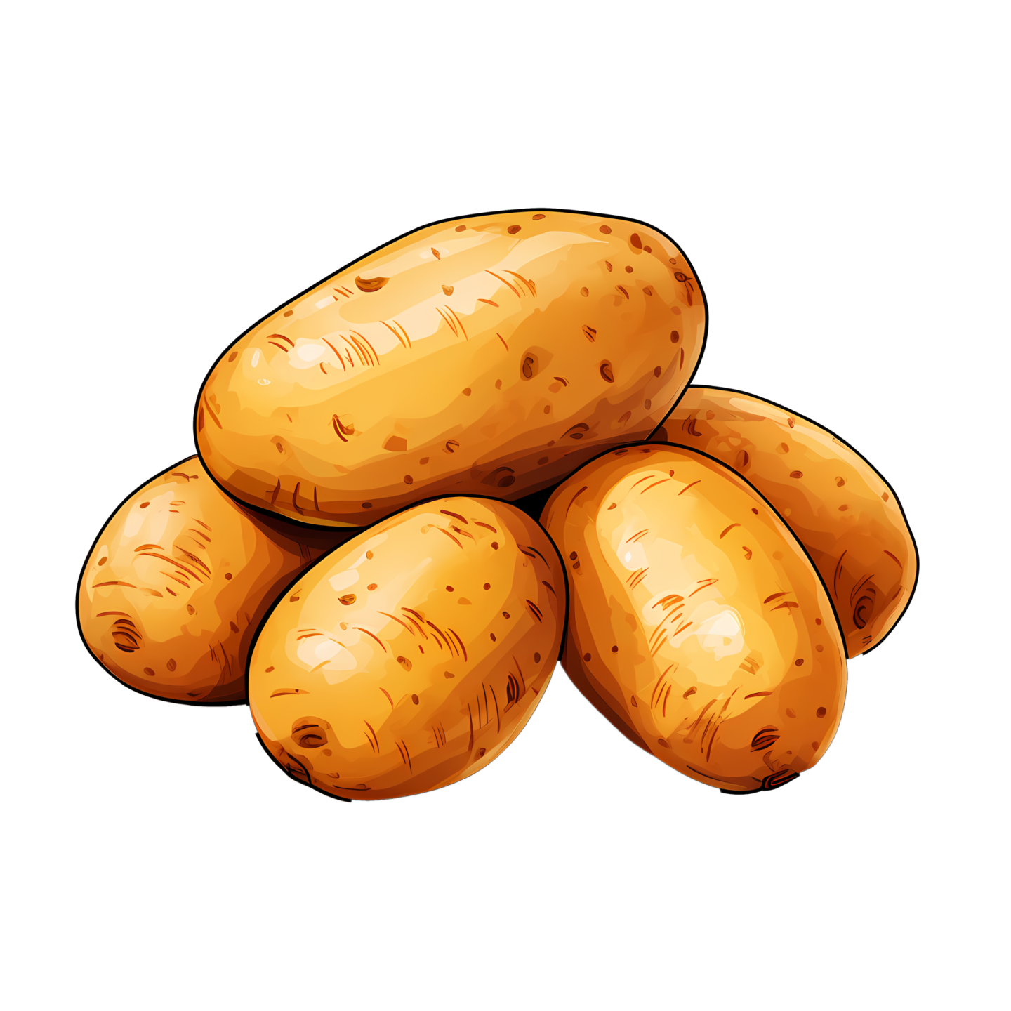 a pile of potatoes on a white background